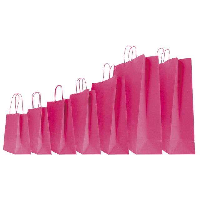 Shopper Twisted - maniglie cordino - 22 x 10 x 29 cm - carta kraft - magenta - …