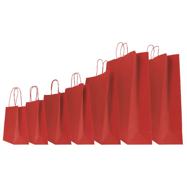 Shopper Twisted - maniglie cordino - 22 x 10 x 29 cm - carta kraft - rosso - Ma…