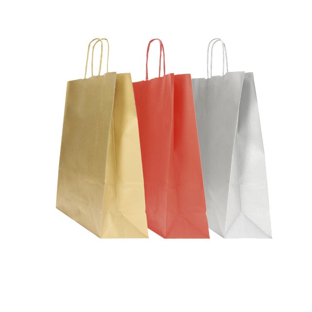 Shopper Twisted - maniglie cordino - 26 x 11 x 35 cm - carta kraft - mix Natale…