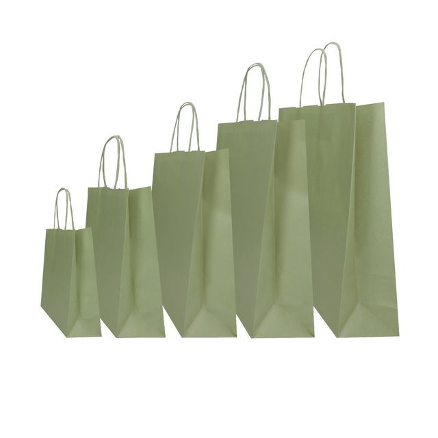 Shopper Twisted - maniglie cordino - 36 x 12 x 41 cm - carta kraft - salvia - M…