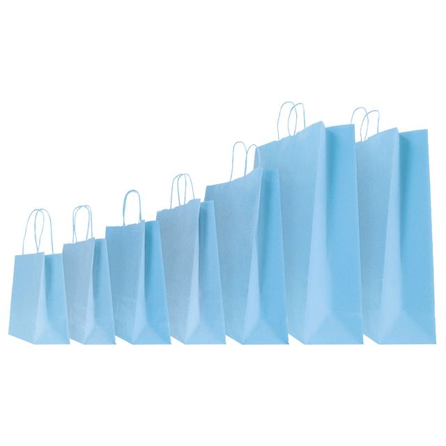 Shopper Twisted - maniglie cordino - 45 x 15 x 50 cm - carta kraft - azzurro - …