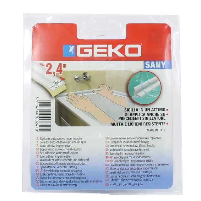 Sigillante adesivo SANY - per doccia e lavabi - 4 cm x 2,4 m - PIB - bianco - G…