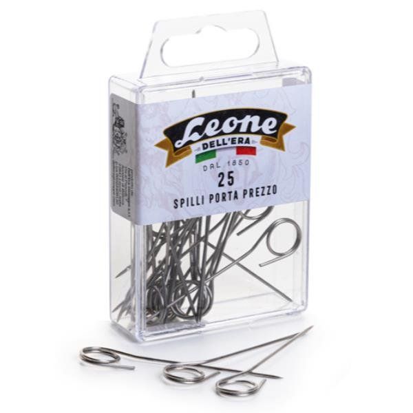 Spilli portaprezzi - inox - Leone - conf. 25 pezzi
