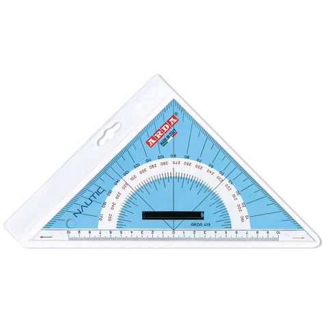 Squadra nautica Arda 45° 26 cm in plexiglas con pomolo e millimetratura con lin…