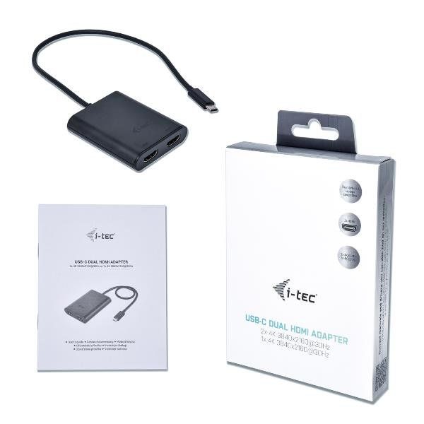 i-Tec - Adattatore video esterno - USB-C 3.1 - 2 x HDMI - nero