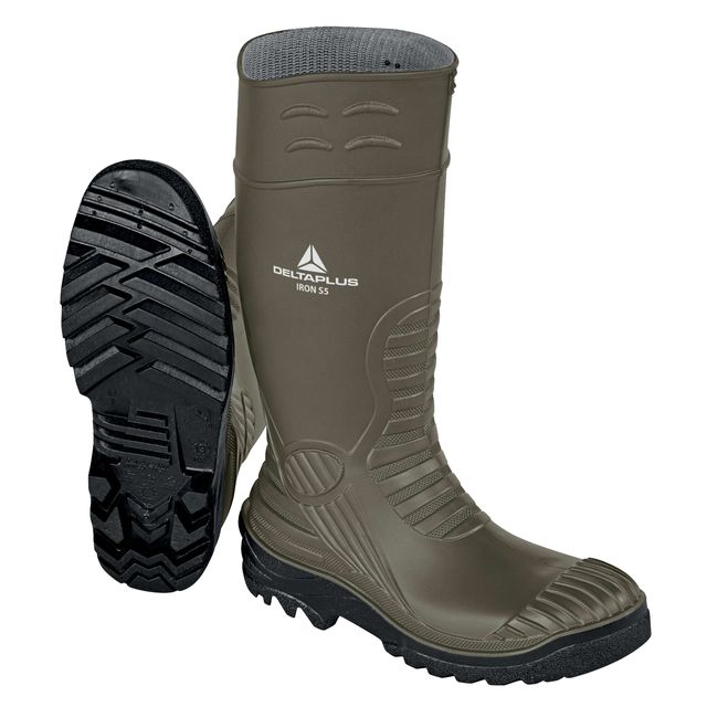 Stivali di sicurezza Iron S5 SRC - taglia 38 - PVC - kaki/nero - Deltaplus