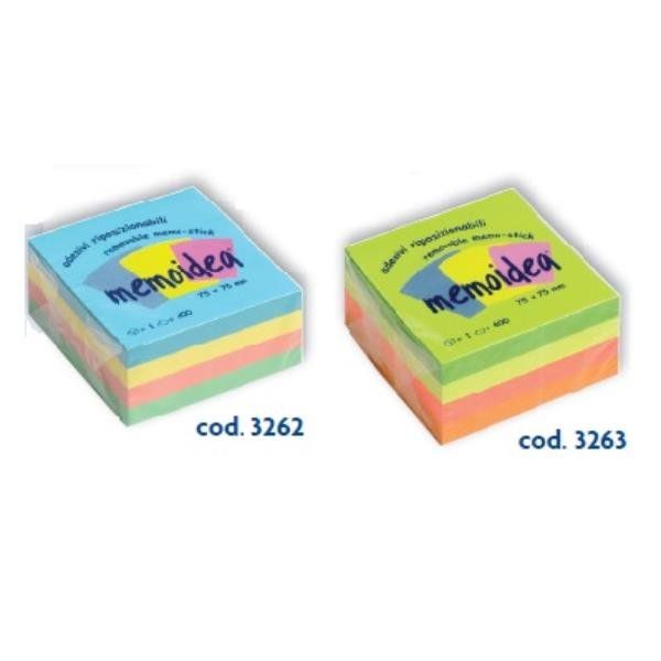 memoidea - Cubo per appunti - 76 x 76 mm - 400 fogli - colori fluorescenti asso…