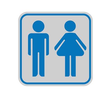Targhetta adesiva - pittogramma Toilette uomo/donna - 8,2 x 8,2 cm - Cartelli S…