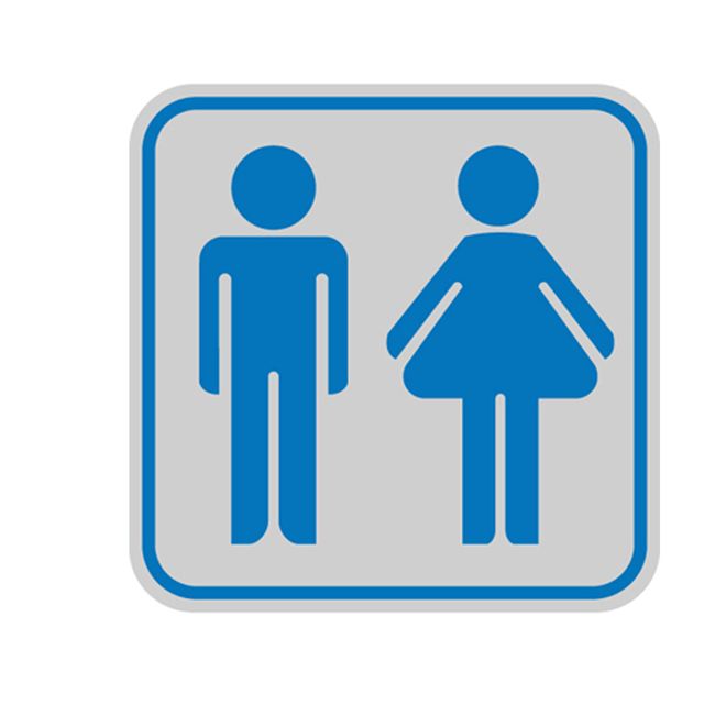 Targhetta adesiva - pittogramma Toilette uomo/donna - 8,2 x 8,2 cm - Cartelli S…