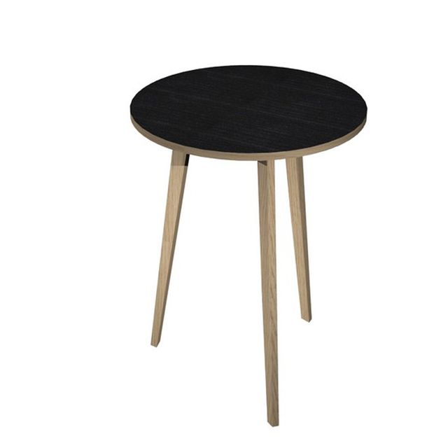 Tavolo rotondo alto Woody - diametro 80 cm - H 105 cm - rovere/nero venato