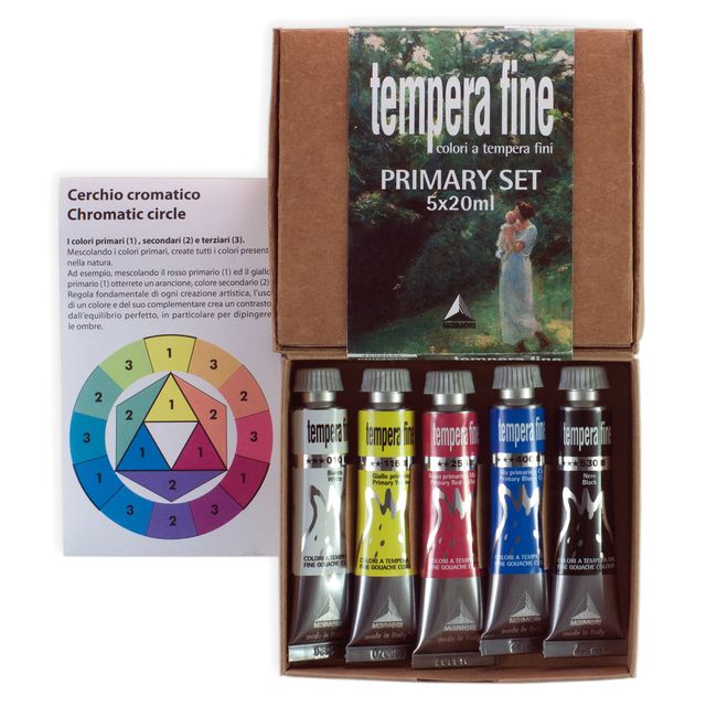 Tempera fine Primary Set - 20 ml - colori primari (nero, bianco inclusi) - Maim…
