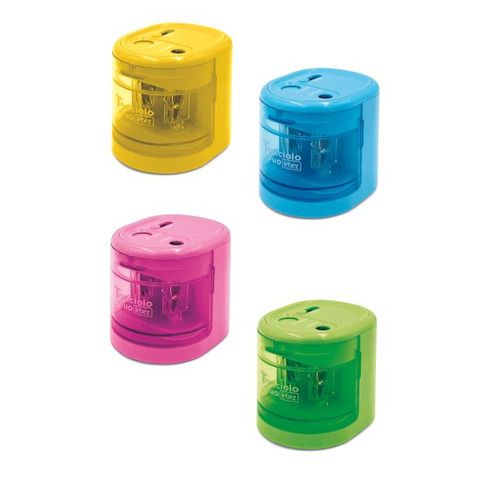Temperamatite elettrico 4306 con contenitore - 2 fori - colori assortiti - Lebez