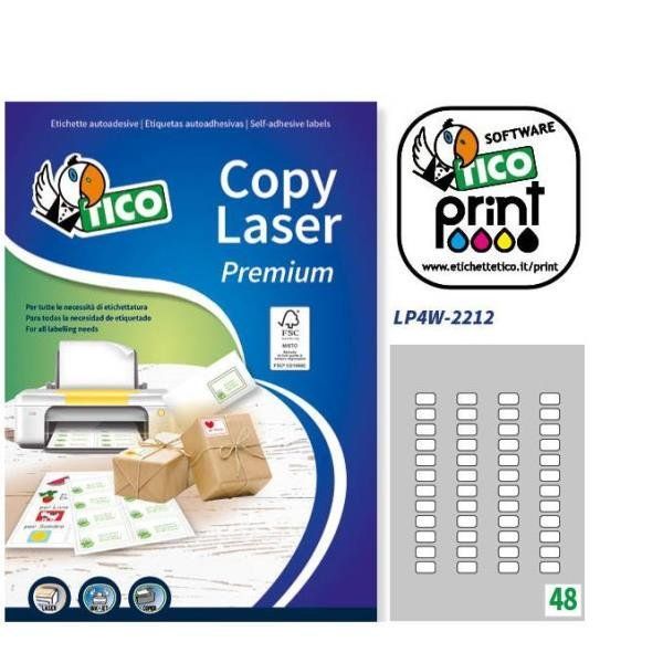 Tico Copy Laser Premium - Carta - autoadesivo permanente - bianco - 22 x 12.7 m…