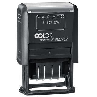 Timbro S260/L2 Datario + PAGATO - 4 mm - autoinchiostrante - bicolore - Colop