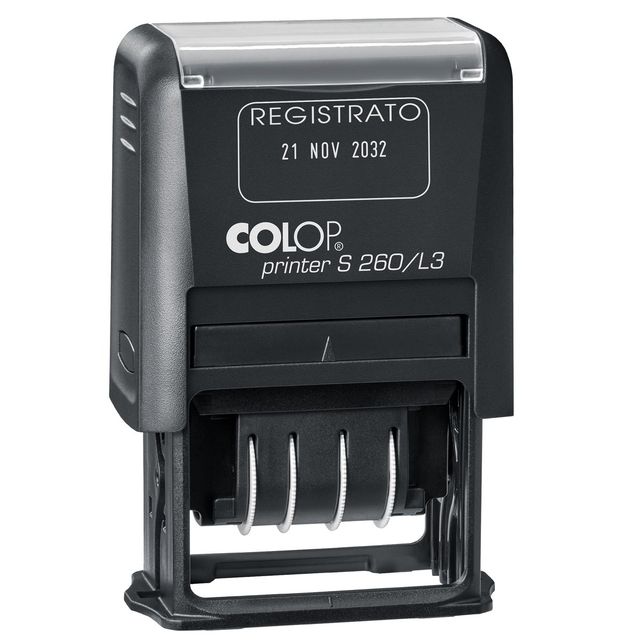 Timbro S260/L3 Datario + REGISTRATO - 4 mm - autoinchiostrante - bicolore - Col…