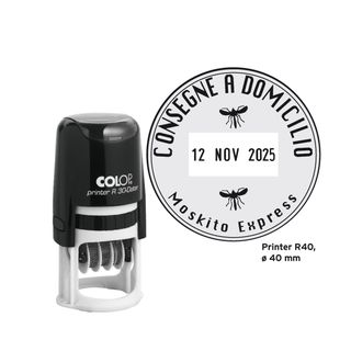 Timbro datario R40 - diametro 40 mm - 6 righe - autoinchiostrante - personalizz…