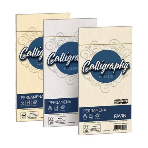 Busta Calligraphy Pergamena - 110 x 220 mm - 90 gr - naturale 06 - Favini - con…