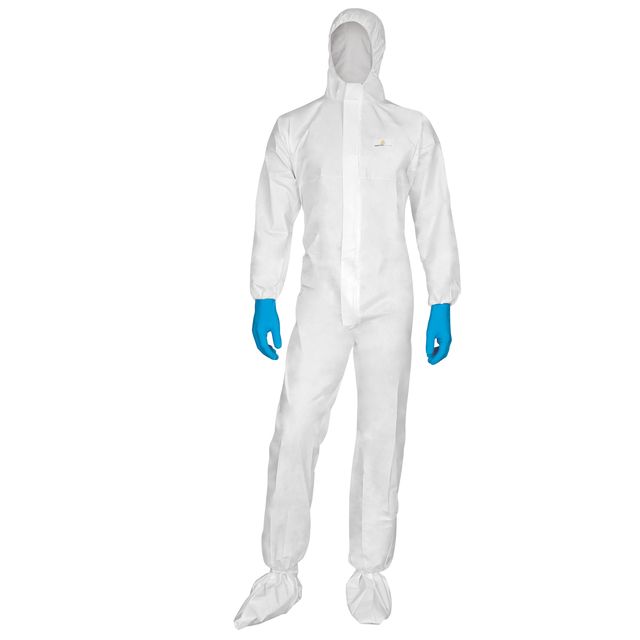 Tuta di protezione da rischio chimico DT115 - monouso - taglia XL - PP/PE - bia…
