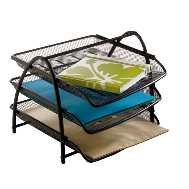 Vaschetta portacorrispondenza Mesh - 3 ripiani - 34 x 29 x 24,5 cm - rete metal…