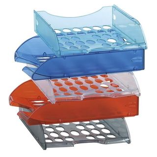 Vaschetta portacorrispondenza forata E040 - 26 x 34,5 x 6,5 cm - azzurro traspa…