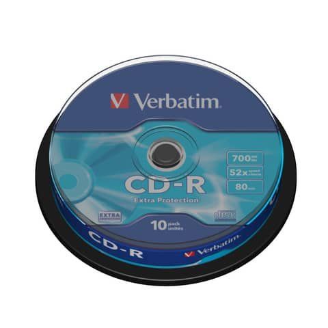 Verbatim - Scatola 10 CD-R Data Life serigrafato - spindle 1X-52X - 43437 - 700…