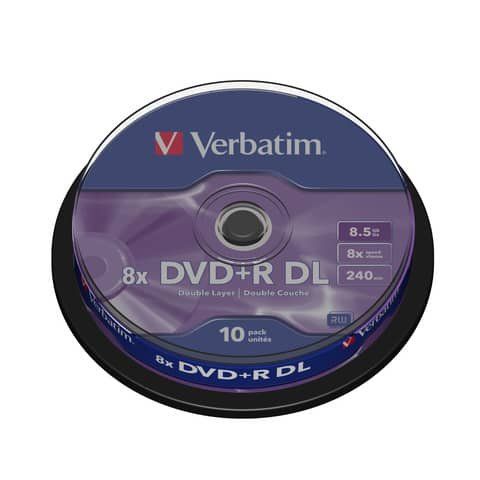 Verbatim - Scatola 10 DVD+R Dual Layer - serigrafato Spindle - 43666 - 8,5GB