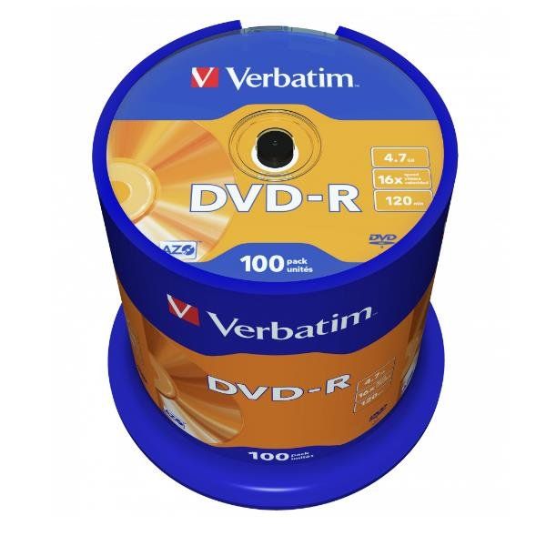 Verbatim - Scatola 100 DVD-R - serigrafato - 43549 - 4,7GB