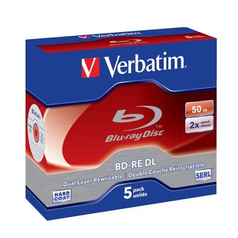 Verbatim - Scatola 5 Blu Ray BD-RE DL Jewel Case - rescrivibile - 43760 - 50GB