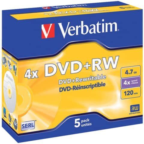 Verbatim - Scatola 5 DVD+RW - Jewel Case - serigrafato - 43229 - 4,7GB