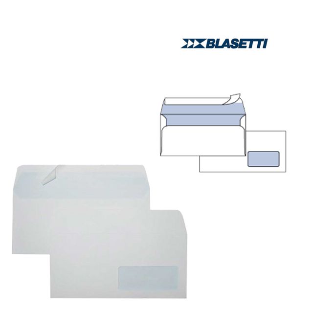 Busta Super Strip - con finestra - 11 x 23 cm - 90 gr - bianco - Blasetti - con…