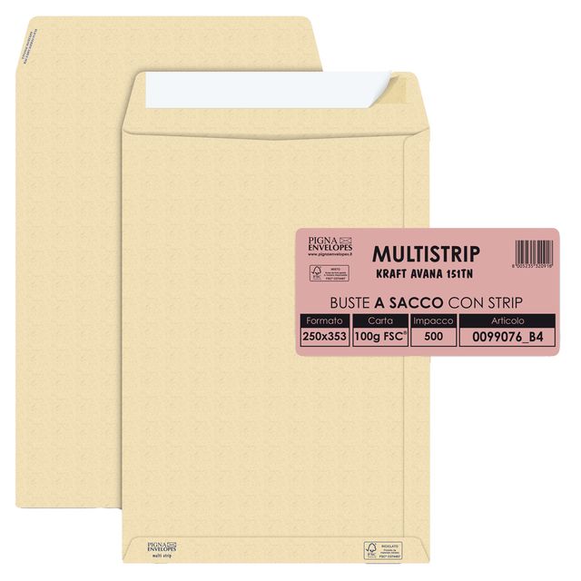 Busta a sacco Multi Strip - strip adesivo - 25 x 35,3 cm - 100 gr - carta ricic…