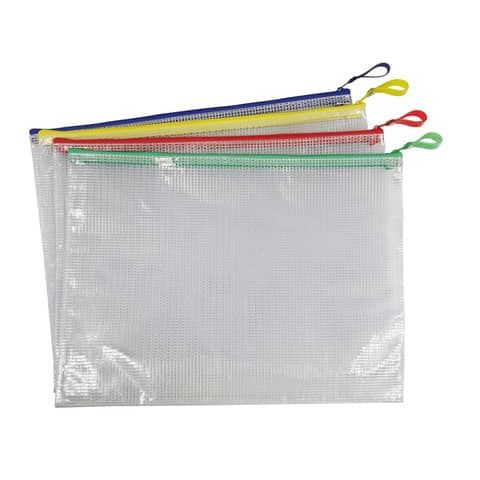 Busta in PVC Beautone trasparente con chiusura zip colorata 32,5x24 cm assortit…