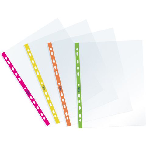 Buste a foratura universale Favorit banda laterale colori fluo - conf. 10 pz - …