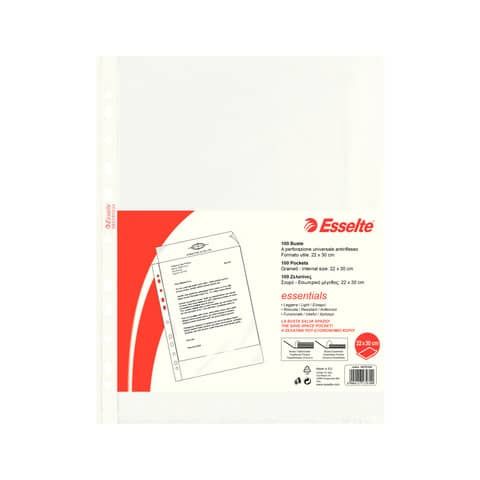 Buste a perforazione universale goffrate Esselte ESSENTIALS PP antiriflesso 22x…