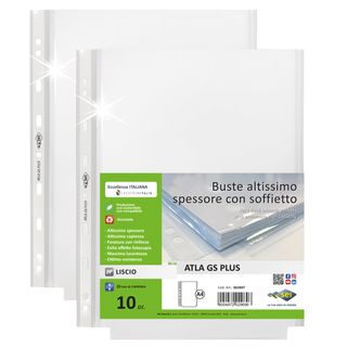 Buste forate ATLA GS plus - 22 x 30 cm - PP - c/soffietto - trasparente liscia …