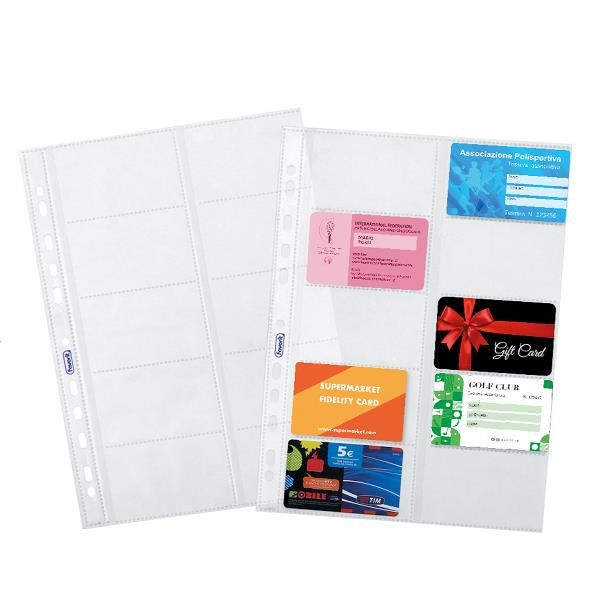 Buste forate porta cards - PPL - 10 tasche - 21,5 x 29,7 cm - trasparente - Fav…