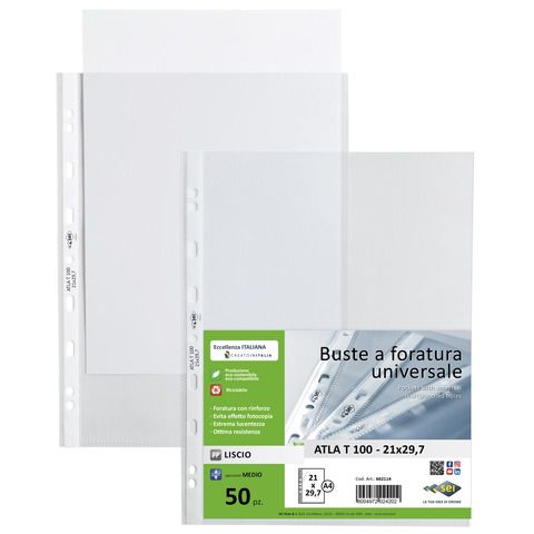 Buste in PP liscio Sei Rota Atla T 100 - medio spessore trasparente 22x30 cm - …