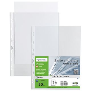Buste in PP liscio Sei Rota Atla T 60 - basso spessore trasparente 22x30 cm - c…