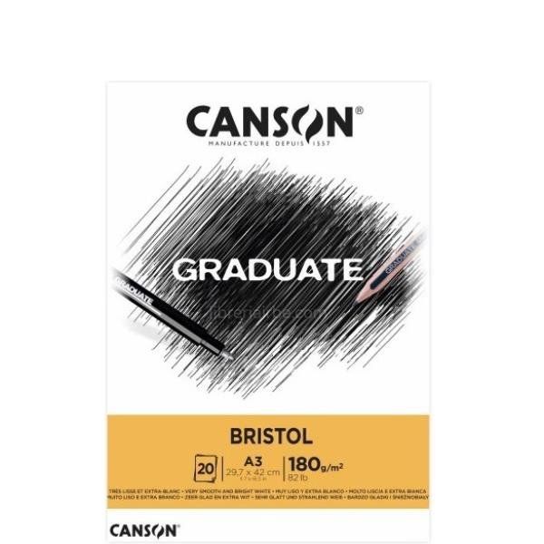 CANSON Graduate Bristol - Blocco incollato sul lato corto - A3 - 20 fogli - ext…