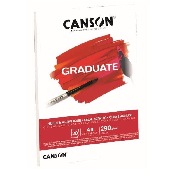 CANSON Graduate Oil & Acrylic - Blocco - A3 - 20 fogli - bianco naturale