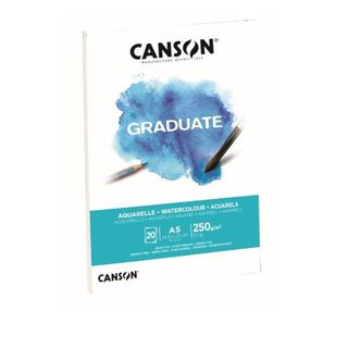 CANSON Graduate Watercolour - Blocco incollato sul lato corto - A3 - 20 fogli -…