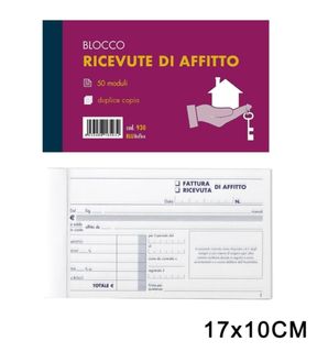 ART.930 BLUREFLEX RICEVUTE DI AFFITTO 50MODULI 2COPIE 10X17CM