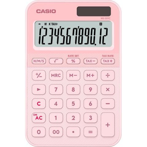 Calcolatrice da tavolo mini Casio MS-20YC-LP-W-EP con display a 12 cifre e alim…