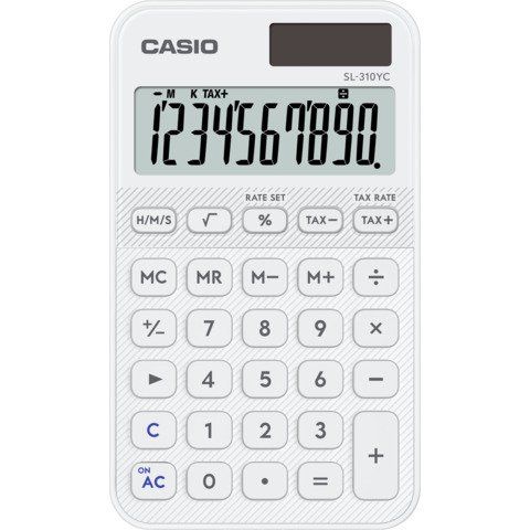 Calcolatrice tascabile Casio SL-310YC-WE con display a 10 cifre e alimentazione…