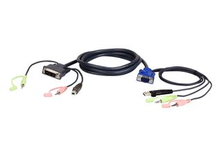 ATEN VGA USB to DVI KVM Cable 3m - 3 m - USB - VGA - Nero - Blu - Verde - Rosa …