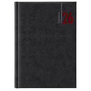 Agenda giornaliera 2027 dim.14,5x20,5cm cop. in carta imbottita nero