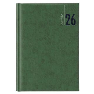 Agenda giornaliera 2027 dim.14,5x20,5cm cop. in carta imbottita verde