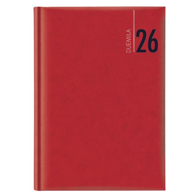 Agenda giornaliera 2027 dim.17x24cm cop. in carta imbottita rosso