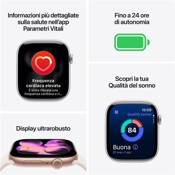 Apple Watch Series 11 GPS 46mm Cassa Alluminio Argento con Sport Band Viola Neb…