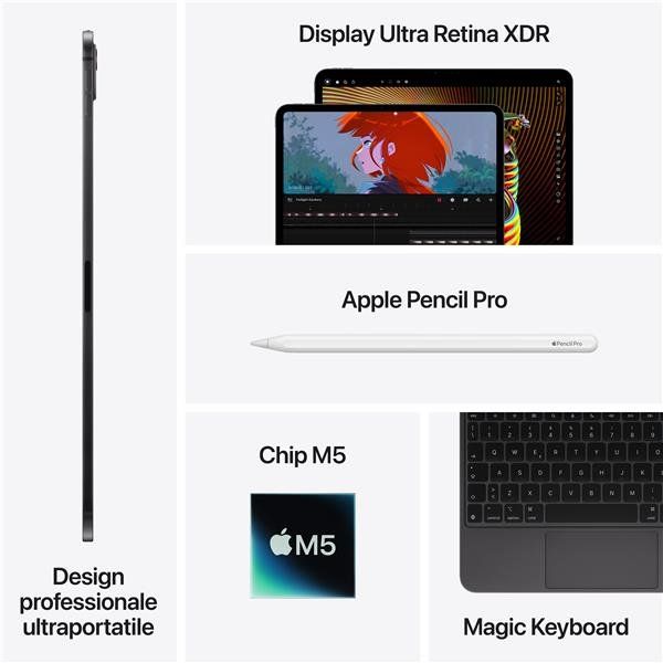 Apple iPad Pro 13ʺ Pro Wi‑Fi + Cellular 512GB display standard Nero Siderale, 3…